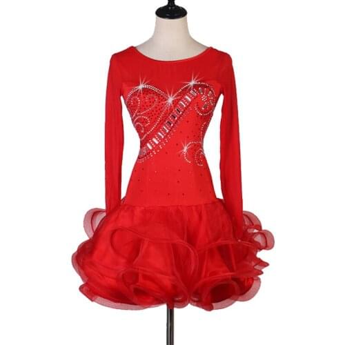 Latin standard dress for women samba Luxury Diamond salsa tango rumba Long sleeve short ballroom dance competition dresses