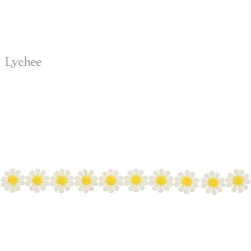 Lychee 10pcs Daisy Flower Patches for Clothing Iron On Embroidered Appliques DIY Apparel Accessories Patches For Clothing