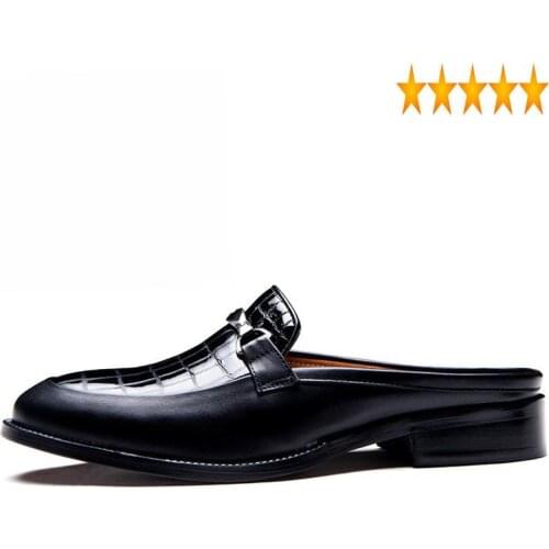 On Summer Mens Genuine Slip Leather Brand Luxury Casual Slippers Loafers Male Pointed Toe Sandals Footwear High Quality