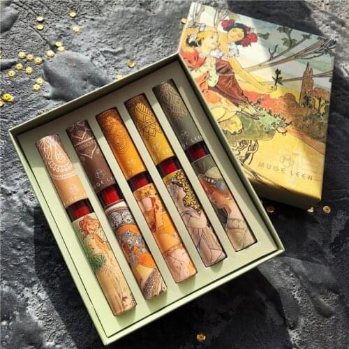 MUGELEEN 5pcs Lipstick Set Matte Velvet Lasting Creative Pink Girl Cigarette Tube Lip Glaze Set Makeup Easy To Wear TSLM2