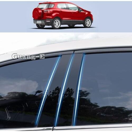 For Ford Ecosport 2013-2019 Car PC Material Pillar Post Cover Door Trim Window Piano Black Molding Sticker Plate 6pcs