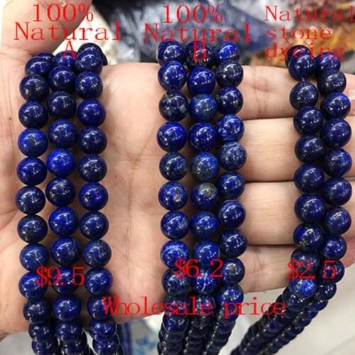 B Style Not Dyed 100% Natural Lapis lazuli Beads 6MM 8MM 10MM Beads