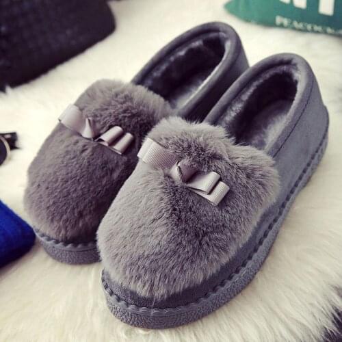 Peas Shoes Winter Ladies Cotton Shoes Warm and Fluffy Shoes Low-cut Lazy Peas Shoes Non-slip Womens Shoes Maternity Shoes