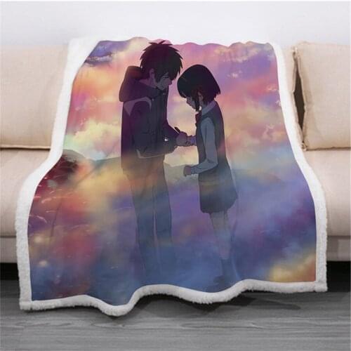 Your Name 3D Printed Anime Blankets Bedspread for Plush Blanket Sofa Quilt Travel Teens Bedding Fleece Blanket for Kids Children