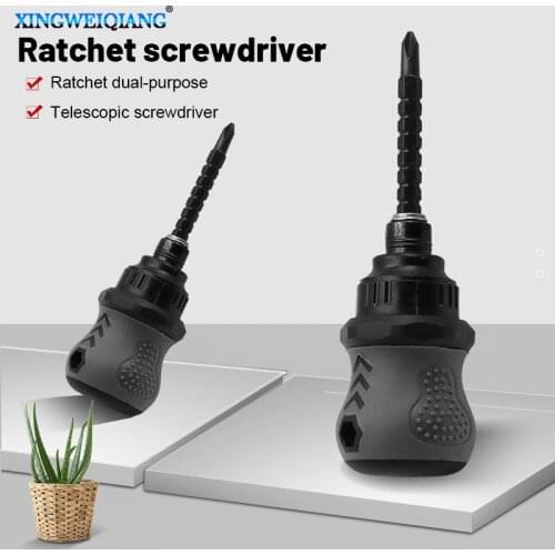 Phillips Flat-blade Screwdriver Short Radish Head Mini Screwdriver Wholesale Fatty Ratchet Telescopic Dual-purpose Screwdriver