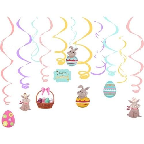 Easter Spiral Ornaments Bunny Easter Party Garland Ornaments Celebration Party Pendant Arrangement Decoration EA01