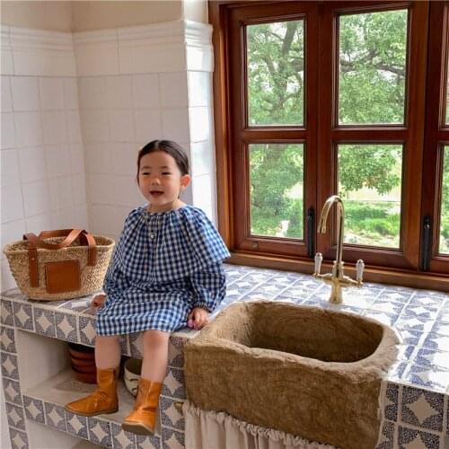 Girl Dress Kids Baby Gown 2021 Plaid Spring Autumn Toddler Outwear Party Wedding Princess Tutu Dresses Cotton Children Clothing