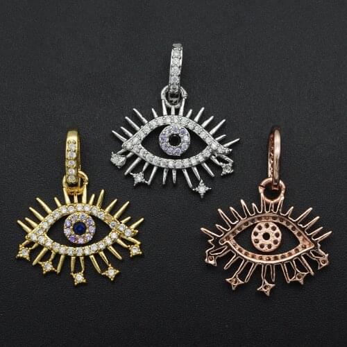 23x20mm 100% CZ Zircon DIY Jewelry Evil Eye Charm Pendant Wholesale Jewellery Accessories Necklace Making Charms