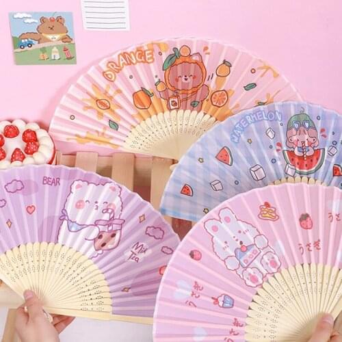 HOT Fashion Summer Cute Cartoon Small Folding Hand Fan Children Student Folding Fan Portable