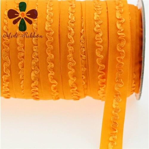 NEW 5/8"16mm(1.5cm) Ruffle Line Softy Elastic Fold Over 50y/lot Best bar underwear belt Band handmade Accessory Sewing,Tangerine
