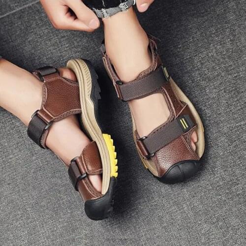 Summer Mens Casual Sandals High-quality Leather Sandals Paste Design Soft and Wear-resistant Soles Beach Shoes