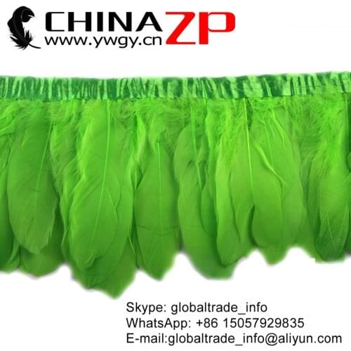 Made in CHINAZP Factory 1yard Good Quality Dyed Lime Green Goose Satinettes Feather Fringe Trim