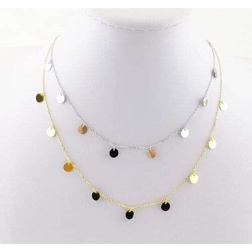 Silvology 925 Sterling Silver Bright Disc Choker Necklace Elegant Temperament Clavicular Chain Necklace for Women Party Jewelry