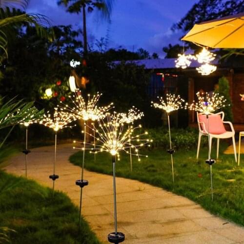 Solar Ground Plug Firework Light Copper Wire Light Starry Waterproof Dandelion Light Garden Villa Decoration Light