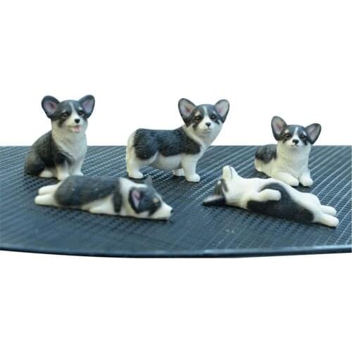 5/8pcs Fairy Garden Miniatures Dog Figurine Ornaments Home Office Table Car Decoration DIY Micro Landscape Corgi Car Decoration