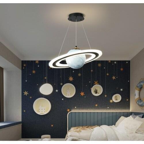 New Pendant Lamp Led Designer Planet Children Room Glass Ball Creative Boy Girl Living Bedroom Space Reading Indoor Decor Light