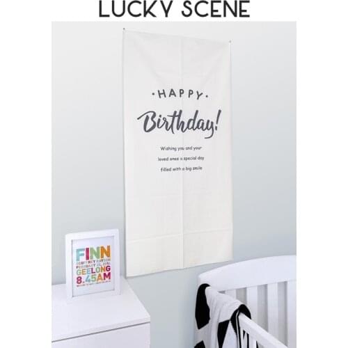Canvas Flannel Birthday Fabric Posters White Curtain Backdrop Banner First Birthday Party 100 Days Photography Prop S01098