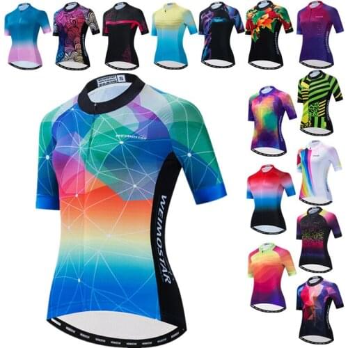 Weimostar Grid Womens Cycling Jersey Tops Short Sleeve MTB Bike Jersey Quick Dry Bicycle Shirt Team Cycling Clothing Cycle Wear