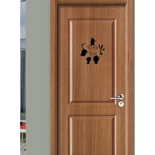 Be Our Guest Vinyl Door Sticker Cartoon Waterproof Wall Stickers Home Decor Living Room A2324