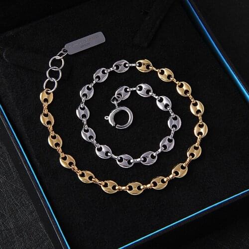 European and American jewelry INS star the same gold and silver contrast pig nose short necklace female choker clavicle chain