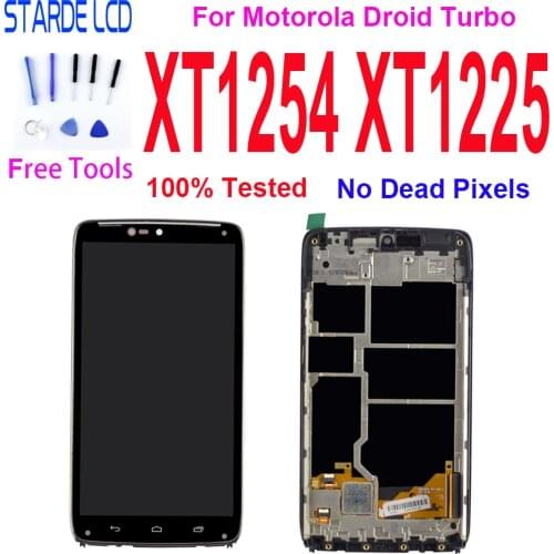 5.2'' LCD Display For Motorola Moto Droid Turbo XT1254 XT1225 Touch Screen Digitizer Assembly Replace AMOLED With Frame