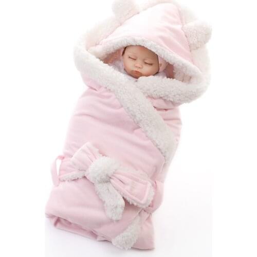 Winter Warm Baby Boys Girls Blanket Wrap Double Layer Fleece Baby Swaddle Sleeping Bag For Newborns Baby Bedding Blanket Kids