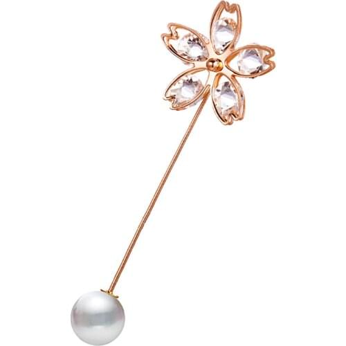 2019 1 Piece Vintage Gold Brooch Pins Double Head Simulation Pearl Large Big Brooches For Women Wedding Jewelry Accessories