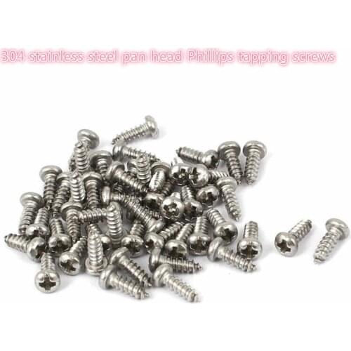 100PCS M2.2x6.5mm 304 Stainless Steel Cross Phillips Ecessed Round Pan Head Self tapping Screw