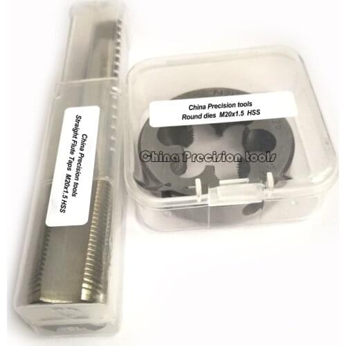 2pcs HSS Metric Plug Thread Tap and Die Set M20 Right Hand Straight Flute Taps Round Dies M20X2.5 M20X1 M20X1.25 M20X1.5 M20X2