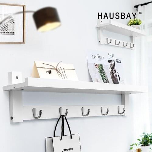 Nordic Solid Wood Hook Door Hanger Wall Hanging Rack Coat Scarf Key Storage Living Room Shelf Bathroom Rack furnishing 04369