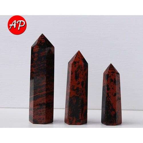 5-8cm Natural Quartz Column Red Obsidian Crystal Point Healing Stone Hexagonal Prisms for Home Decoration