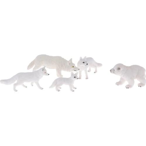 5 Pcs Lifelike Polar Animals Figure Wildlife Animal Figurines Kids Early Educational Toys