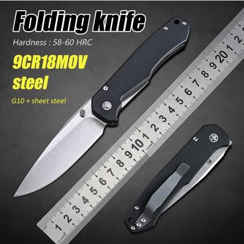 9CR18MOV Steel Hunting Survival Pocket Knife Camping Tactical Folding Knife Self Defense Knives G10