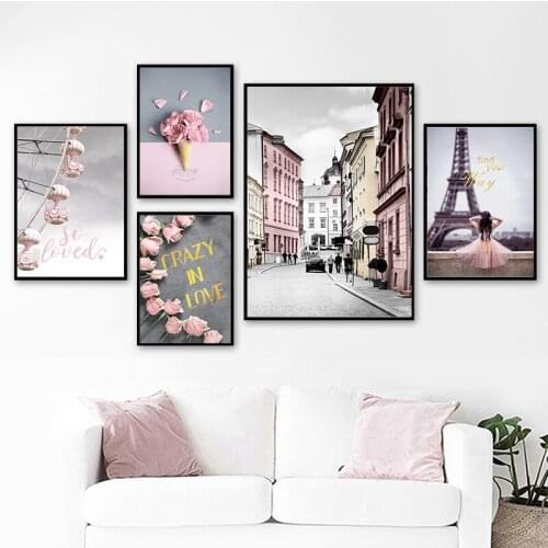 AFFLATUS Nordic Poster Flower Street Landscape Wall Art Canvas Painting Posters And Prints Wall Pictures For Living Room Decor