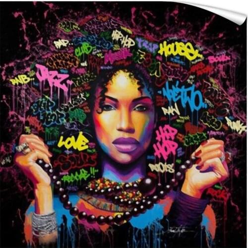 African American Girl Canvas Printing Black Art Modern Wall Decor