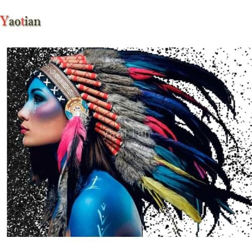 Diy Diamond Embroidery Indian Woman Color Art Cross Stitch 5D Diamond Painting Kits Mosaic Rhinestones Handwork Art Decor New