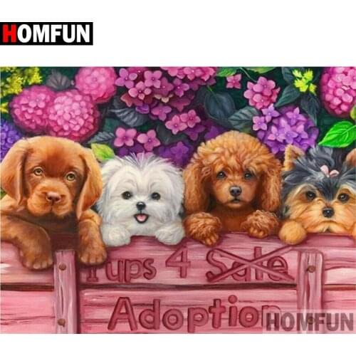 HOMFUN Diy Diamond Painting Cross Stitch Set "Animal dog" Home Decor Square Round Diamond Embroidery 5D Needlework A17907