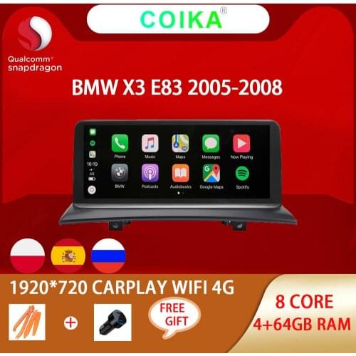 8Core Snapdragon Car muiltmedia Stereo For BMW X3 E83 2005-2008 GPS BT Google 4+64GB WIFI Carplay IPS Touch Screen
