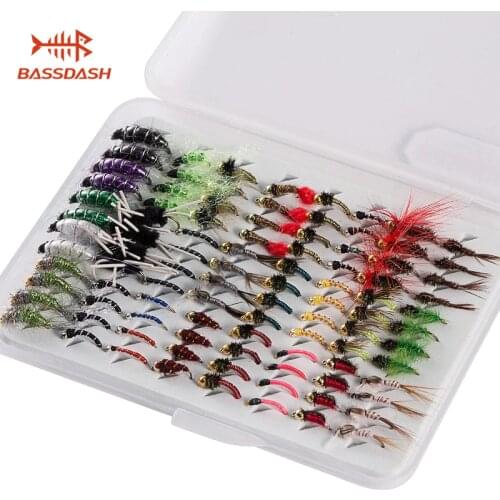 Bassdash Fly Fishing Flies Kit Fly Assortment with Fly Box, Total 96 Piece in 24 Different Style