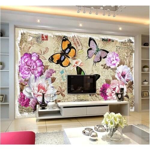 Large custom mural 3d wall Flower mural Wallpaper for living room 3d photo wall mural butterfly Murals home decor