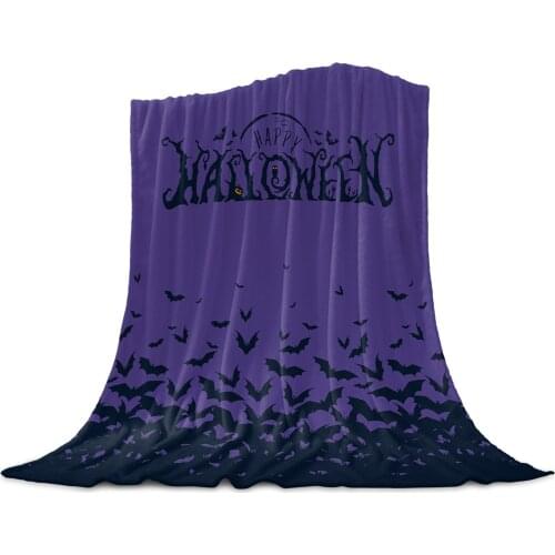 Living Room Sofa Blanket Halloween Bat Swarm Purple Children Soft Throw Blanket Travel Airplane Hotel Portable Warm Thin Blanket