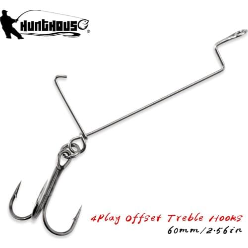 Hunthouse fishing soft lure offset treble hook 2# 65mm 2PCS origin High Carbon jig for pig shad worm soft lure Fishing Tackle