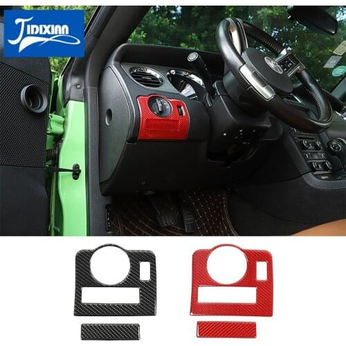 MOPAI Carbon Fiber Car Headlight Switch Buttons Decorative Covers Trim Stickers for Ford Mustang 2009-2013 Car Accessories