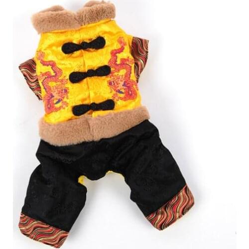 1pcs dogs cats Chinese style jumpsuits doggy winter warm tracksuits clothes puppy rompers apparel pet dog cat overcoat XS-XL