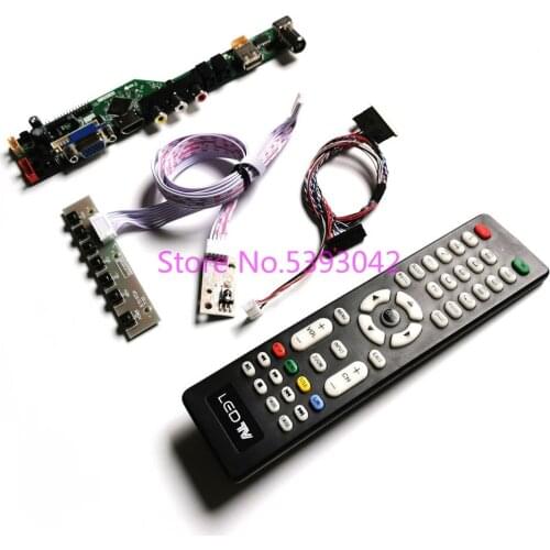 KIT fit LP140WH2 (TL)(A1)/(TL)(A2)/(TL)(A3) analog LCD Keypad+Remote LVDS 40-Pin 1366*768 VGA+AV+USB TV control drive board
