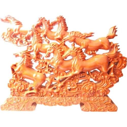 Mahogany eight ornaments Zodiac horse a rich crafts furniture decoration office immediately