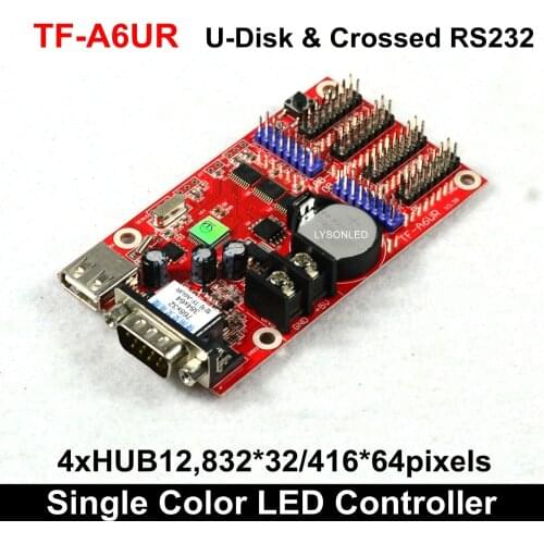 LongGreat TF-A6UR USB Driver and RS232 Serial Ports Single Dual Color LED Display Card Max 384x64Pixles 4xHUB12 2xhub08
