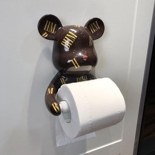 Bear Brick Figurine Hanging Toilet Paper Holder Washroom Wall Home Decor Roll Paper Tissue Box Holder Wall Mount