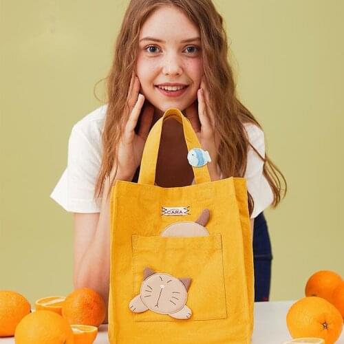 Cat Cute Handbags Shoulder Bags Ladies Canvas Large Capacity Messenger Bag Lady Student Messenger Bag Tote