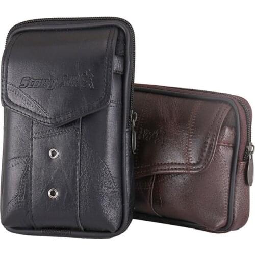 Men Vintage Leather Waist Bag Phone Pouch Sport Belt Hip Belt Loop Holster Wallet Carry Case Purse